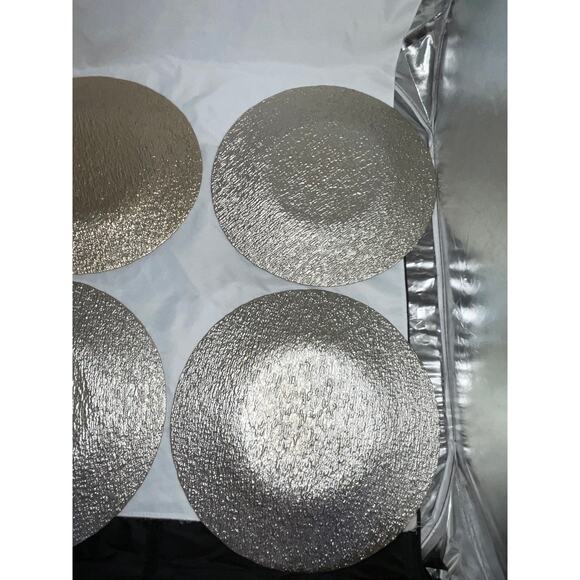 NEW AKCAM TURKISH GLASS GOLD RAINBOW IRIDESCENT DINNER PLATE SET/4 - Picture 12 of 15